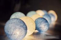 Blue Cotton Ball - Battery Powered - Wedding Table Decoration Fairy Light